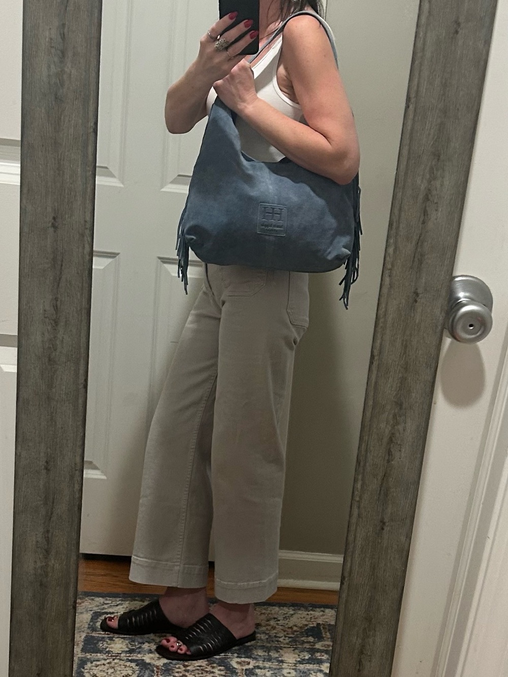 NWT Haute Hippie Festive Light Blue Suede Fringe Hobo Shoulder Bag - Picture 12 of 16